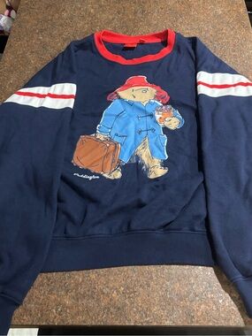 Paddington Bear Graphic Crewneck Sweatshirt Size XL Navy Blue Red